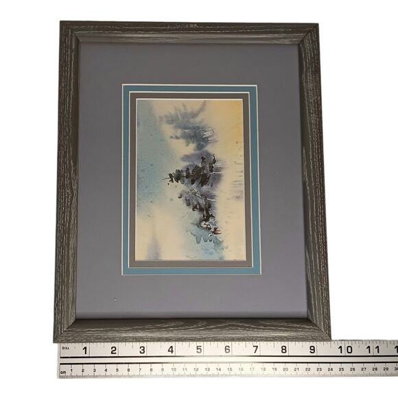 Mary & Joseph Journey To Bethlehem Snow Print Matted And Framed Blue & White VTG - Picture 11 of 15